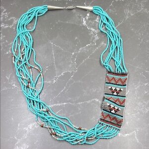 Vintage Native Navajo Seed Bead Sterling Necklace